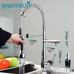 kitchen chrome plated brass faucet single handle pull-out pull down