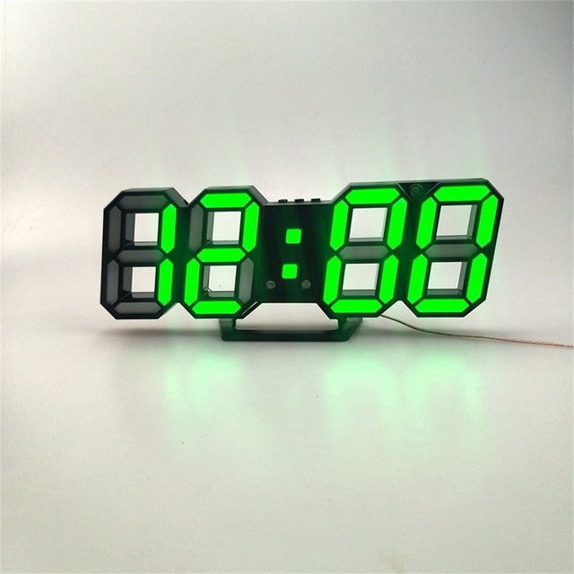 3D LED Digital Clock Snooze Bedroom Desk Alarm Clocks Hanging Wall Clock 12/24 Hour Calendar Thermometer Home Decor Gift