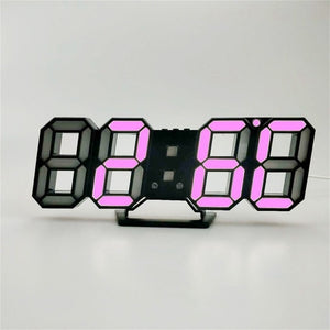 3D LED Digital Clock Snooze Bedroom Desk Alarm Clocks Hanging Wall Clock 12/24 Hour Calendar Thermometer Home Decor Gift