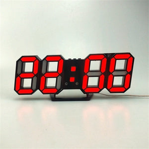 3D LED Digital Clock Snooze Bedroom Desk Alarm Clocks Hanging Wall Clock 12/24 Hour Calendar Thermometer Home Decor Gift