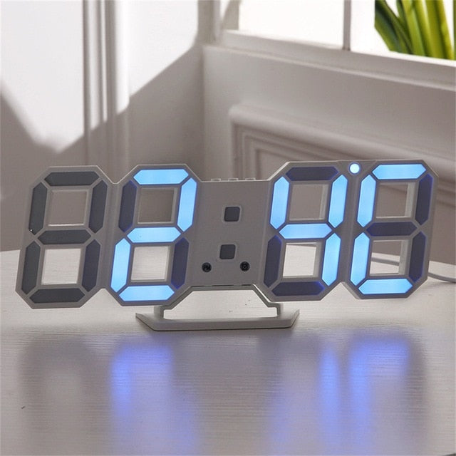 3D LED Digital Clock Snooze Bedroom Desk Alarm Clocks Hanging Wall Clock 12/24 Hour Calendar Thermometer Home Decor Gift