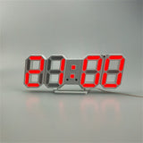 3D LED Digital Clock Snooze Bedroom Desk Alarm Clocks Hanging Wall Clock 12/24 Hour Calendar Thermometer Home Decor Gift